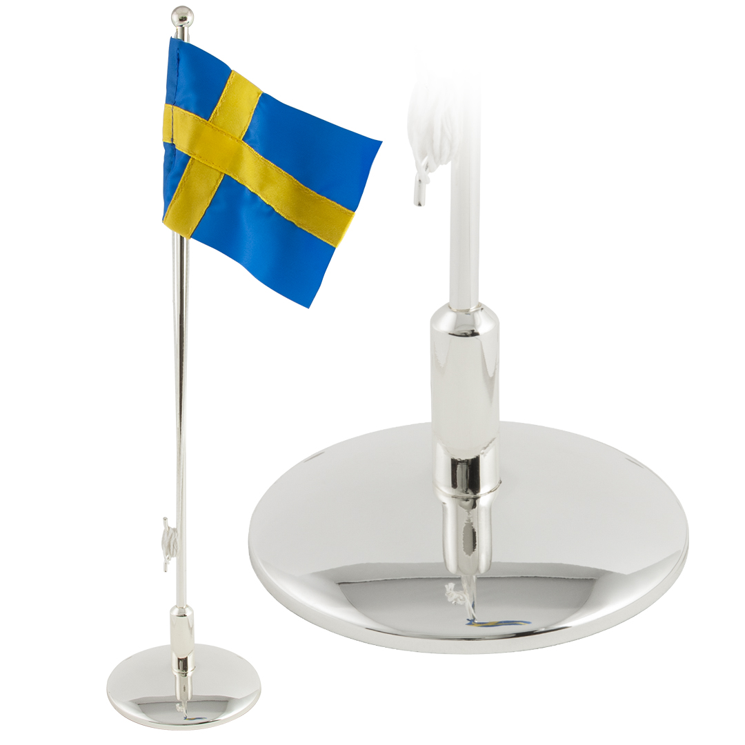 Flaggstng nysilver, svensk flagga, 42cm | Doppresenter.se