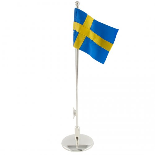 Flaggstng nysilver, svensk flagga, 42cm | Doppresenter.se